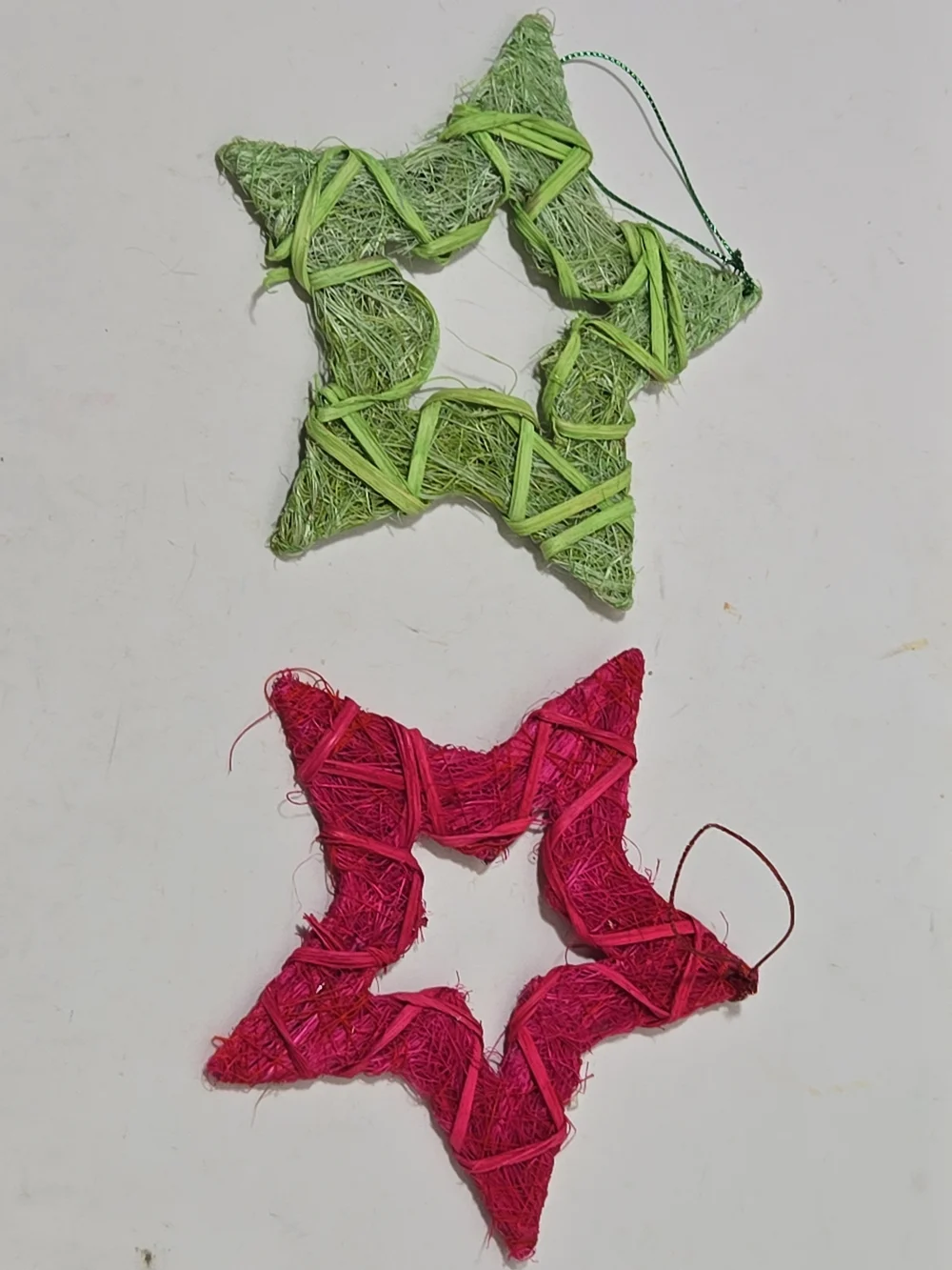 Handcrafted Star Hanging Ornaments - Lime Green & Fuchsia